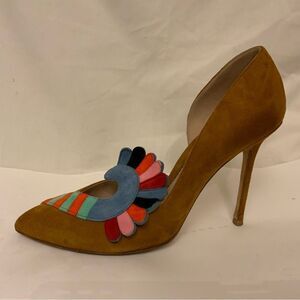 Paula Cademartori Womens Stiletto multicolor  Beige Suede Size 39
